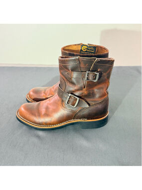 Chippewa Engineer Boots W 8 USA Made 1901W12 Vibram Harness Heritage Moto Brown